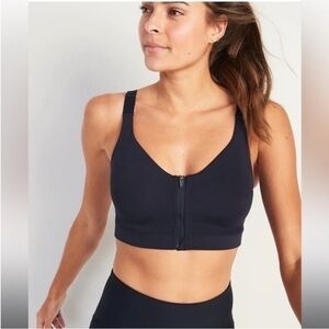 Navy Blue Powersoft Front Zip Sports Bra 36C
